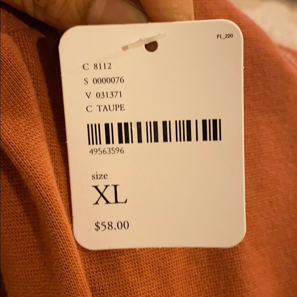 NWT Free People Terracotta Taupe V-Neck Long Sleeve Top with Tie Back Size XL - Picture 4 of 8